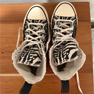 Converse Black and White Sneakers with Bold Pattern
